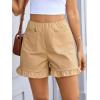 imageCicy Bell Womens Summer Ruffle Shorts High Waisted Straight Leg Cotton Short Pants Casual Dressy Comfy Pull On Shorts BottomKhaki