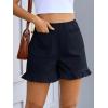 imageCicy Bell Womens Summer Ruffle Shorts High Waisted Straight Leg Cotton Short Pants Casual Dressy Comfy Pull On Shorts BottomNavy