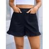 imageCicy Bell Womens Summer Ruffle Shorts High Waisted Straight Leg Cotton Short Pants Casual Dressy Comfy Pull On Shorts BottomNavy