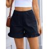 imageCicy Bell Womens Summer Ruffle Shorts High Waisted Straight Leg Cotton Short Pants Casual Dressy Comfy Pull On Shorts BottomNavy