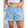 imageCicy Bell Womens Summer Ruffle Shorts High Waisted Straight Leg Cotton Short Pants Casual Dressy Comfy Pull On Shorts BottomSky Blue