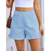 imageCicy Bell Womens Summer Ruffle Shorts High Waisted Straight Leg Cotton Short Pants Casual Dressy Comfy Pull On Shorts BottomSky Blue