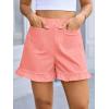imageCicy Bell Womens Summer Ruffle Shorts High Waisted Straight Leg Cotton Short Pants Casual Dressy Comfy Pull On Shorts BottomWatermelon Red