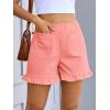imageCicy Bell Womens Summer Ruffle Shorts High Waisted Straight Leg Cotton Short Pants Casual Dressy Comfy Pull On Shorts BottomWatermelon Red
