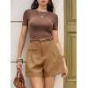 imageCicy Bell Womens Wide Leg Dressy Shorts Casual Summer High Waisted Tailored Work Suits ShortsBrown