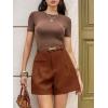 imageCicy Bell Womens Wide Leg Dressy Shorts Casual Summer High Waisted Tailored Work Suits ShortsCoffee