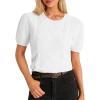 imageCicy Bell Womens Puff Short Sleeve Sweater Tops Cable Knit Crew Neck 2026 Spring Shirts Lightweight Dressy Casual SweatersWhite