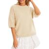 imageCicy Bell Womens Short Sleeve Sweaters Oversized Crew Neck Knit Pullover Tops Summer Loose Fit SweaterBeige