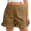 imageCicy Bell Womens Summer Ruffle Shorts High Waisted Straight Leg Cotton Short Pants Casual Dressy Comfy Pull On Shorts BottomDark Khaki
