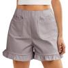 imageCicy Bell Womens Summer Ruffle Shorts High Waisted Straight Leg Cotton Short Pants Casual Dressy Comfy Pull On Shorts BottomGrey