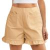imageCicy Bell Womens Summer Ruffle Shorts High Waisted Straight Leg Cotton Short Pants Casual Dressy Comfy Pull On Shorts BottomKhaki