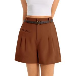 imageCicy Bell Womens Wide Leg Dressy Shorts Casual Summer High Waisted Tailored Work Suits ShortsCoffee