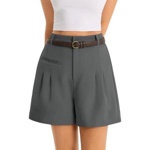 imageCicy Bell Womens Wide Leg Dressy Shorts Casual Summer High Waisted Tailored Work Suits ShortsGrey
