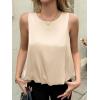 imageCicy Bell Womens Bubble Hem Silk Satin Cropped Tank Tops Summer Dressy Casual Sleeveless Shirts Crewneck Loose Fit BlousesBeige