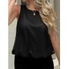 imageCicy Bell Womens Bubble Hem Silk Satin Cropped Tank Tops Summer Dressy Casual Sleeveless Shirts Crewneck Loose Fit BlousesBlack