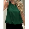 imageCicy Bell Womens Bubble Hem Silk Satin Cropped Tank Tops Summer Dressy Casual Sleeveless Shirts Crewneck Loose Fit BlousesDark Green