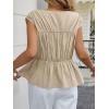 imageCicy Bell Womens Cap Sleeve Peplum Tank Tops Summer Babydoll Smocked Cotton Shirts Casual Crew Neck Pleated BlouseApricot