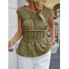 imageCicy Bell Womens Cap Sleeve Peplum Tank Tops Summer Babydoll Smocked Cotton Shirts Casual Crew Neck Pleated BlouseArmy Green