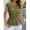 imageCicy Bell Womens Cap Sleeve Peplum Tank Tops Summer Babydoll Smocked Cotton Shirts Casual Crew Neck Pleated BlouseArmy Green
