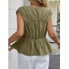 imageCicy Bell Womens Cap Sleeve Peplum Tank Tops Summer Babydoll Smocked Cotton Shirts Casual Crew Neck Pleated BlouseArmy Green