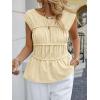 imageCicy Bell Womens Cap Sleeve Peplum Tank Tops Summer Babydoll Smocked Cotton Shirts Casual Crew Neck Pleated BlouseBeige