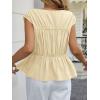 imageCicy Bell Womens Cap Sleeve Peplum Tank Tops Summer Babydoll Smocked Cotton Shirts Casual Crew Neck Pleated BlouseBeige