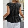 imageCicy Bell Womens Cap Sleeve Peplum Tank Tops Summer Babydoll Smocked Cotton Shirts Casual Crew Neck Pleated BlouseBlack