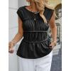 imageCicy Bell Womens Cap Sleeve Peplum Tank Tops Summer Babydoll Smocked Cotton Shirts Casual Crew Neck Pleated BlouseBlack
