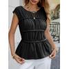 imageCicy Bell Womens Cap Sleeve Peplum Tank Tops Summer Babydoll Smocked Cotton Shirts Casual Crew Neck Pleated BlouseBlack
