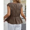 imageCicy Bell Womens Cap Sleeve Peplum Tank Tops Summer Babydoll Smocked Cotton Shirts Casual Crew Neck Pleated BlouseBrown