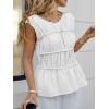imageCicy Bell Womens Cap Sleeve Peplum Tank Tops Summer Babydoll Smocked Cotton Shirts Casual Crew Neck Pleated BlouseWhite