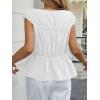imageCicy Bell Womens Cap Sleeve Peplum Tank Tops Summer Babydoll Smocked Cotton Shirts Casual Crew Neck Pleated BlouseWhite