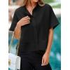 imageCicy Bell Womens Cropped Short Sleeve Button Down Shirts Pleated Summer Dressy Casual Blouse Stand Collar Loose Fit TopsBlack