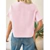 imageCicy Bell Womens Cropped Short Sleeve Button Down Shirts Pleated Summer Dressy Casual Blouse Stand Collar Loose Fit TopsLight Pink