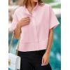 imageCicy Bell Womens Cropped Short Sleeve Button Down Shirts Pleated Summer Dressy Casual Blouse Stand Collar Loose Fit TopsLight Pink