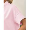 imageCicy Bell Womens Cropped Short Sleeve Button Down Shirts Pleated Summer Dressy Casual Blouse Stand Collar Loose Fit TopsLight Pink