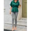 imageCicy Bell Womens Pleated Button Down Blouse Summer Cuffed Short Sleeve Peplum Tops Casual Dressy Fitted Waist ShirtsDeep Green