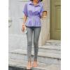 imageCicy Bell Womens Pleated Button Down Blouse Summer Cuffed Short Sleeve Peplum Tops Casual Dressy Fitted Waist ShirtsLight Purple
