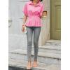 imageCicy Bell Womens Pleated Button Down Blouse Summer Cuffed Short Sleeve Peplum Tops Casual Dressy Fitted Waist ShirtsPink
