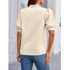 imageCicy Bell Womens Puff Short Sleeve Blouses Summer Casual Dressy Embroidered V Neck Tops Loose Fit Tee ShirtsBeige