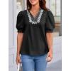 imageCicy Bell Womens Puff Short Sleeve Blouses Summer Casual Dressy Embroidered V Neck Tops Loose Fit Tee ShirtsBlack