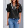 imageCicy Bell Womens Puff Short Sleeve Blouses Summer Casual Dressy Embroidered V Neck Tops Loose Fit Tee ShirtsBlack