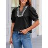 imageCicy Bell Womens Puff Short Sleeve Blouses Summer Casual Dressy Embroidered V Neck Tops Loose Fit Tee ShirtsBlack