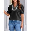 imageCicy Bell Womens Puff Short Sleeve Blouses Summer Casual Dressy Embroidered V Neck Tops Loose Fit Tee ShirtsBlack