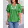 imageCicy Bell Womens Puff Short Sleeve Blouses Summer Casual Dressy Embroidered V Neck Tops Loose Fit Tee ShirtsGreen