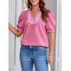 imageCicy Bell Womens Puff Short Sleeve Blouses Summer Casual Dressy Embroidered V Neck Tops Loose Fit Tee ShirtsPink