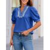 imageCicy Bell Womens Puff Short Sleeve Blouses Summer Casual Dressy Embroidered V Neck Tops Loose Fit Tee ShirtsRoyal Blue