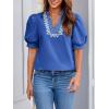 imageCicy Bell Womens Puff Short Sleeve Blouses Summer Casual Dressy Embroidered V Neck Tops Loose Fit Tee ShirtsRoyal Blue