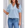 imageCicy Bell Womens Puff Short Sleeve Blouses Summer Casual Dressy Embroidered V Neck Tops Loose Fit Tee ShirtsSky Blue