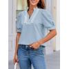 imageCicy Bell Womens Puff Short Sleeve Blouses Summer Casual Dressy Embroidered V Neck Tops Loose Fit Tee ShirtsSky Blue